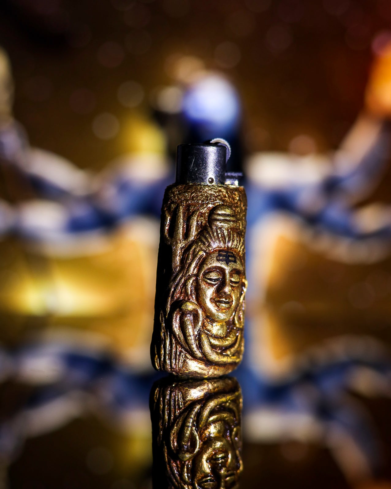 Golden Serenity Clay Clipper Lighter ✨🕉️🔥