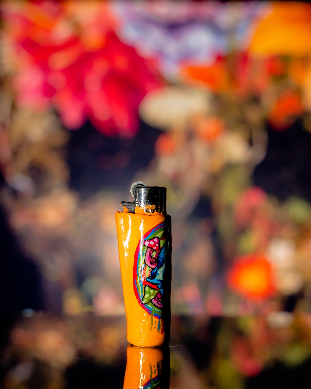 Psycho-Drip Skull Glow Painted Clipper Lighter 💀🌈