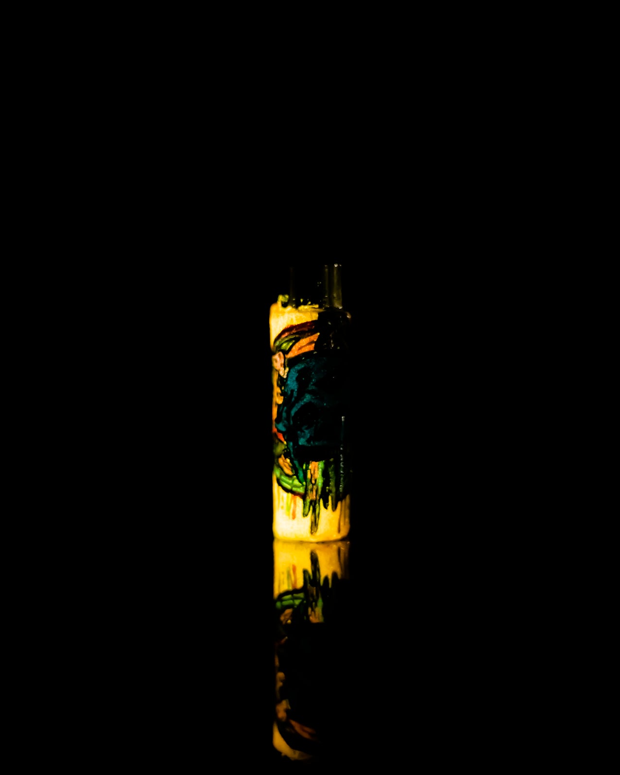 Psycho-Drip Skull Glow Painted Clipper Lighter 💀🌈