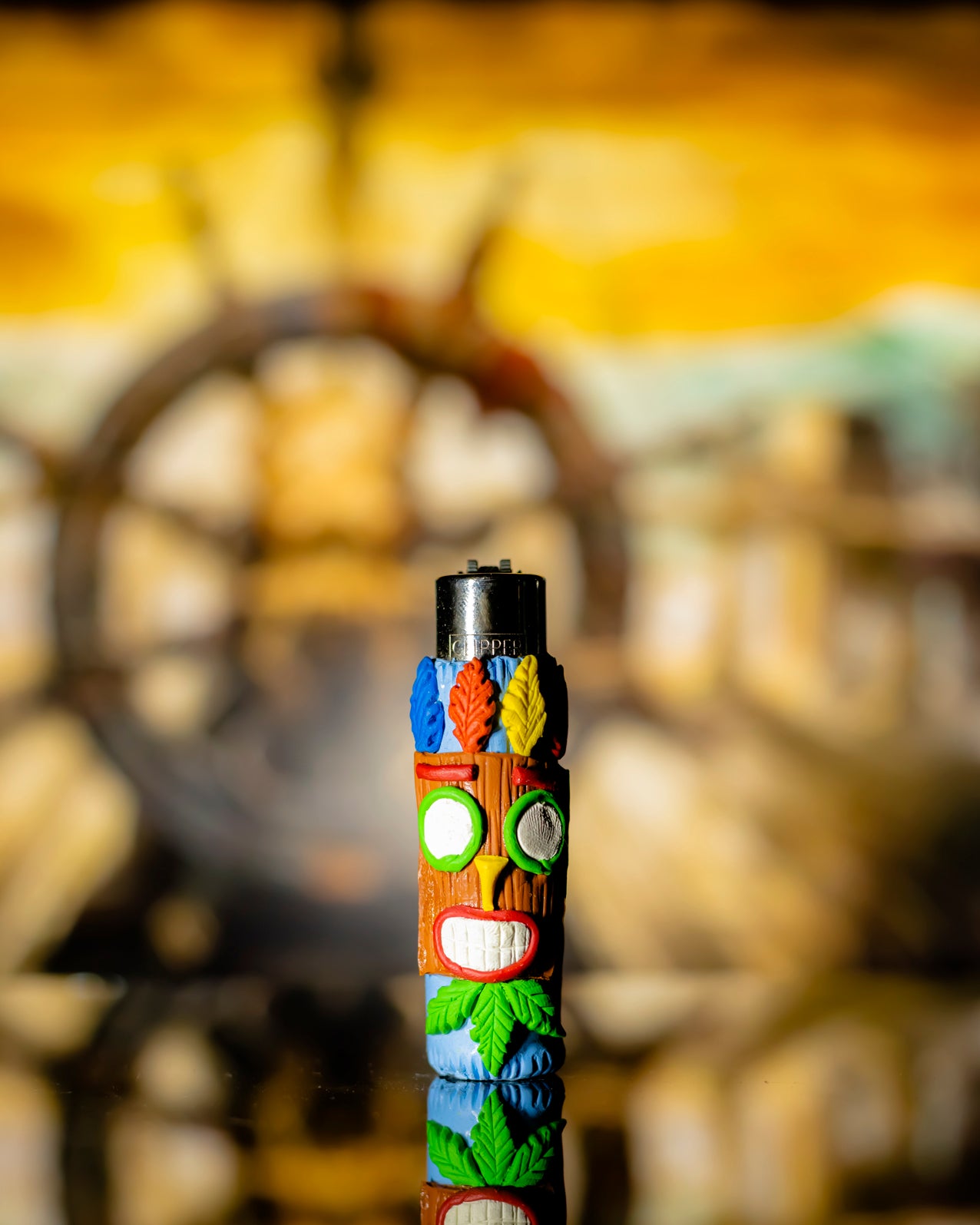 Tiki Smile Clay Clipper Lighter 🗿🌴