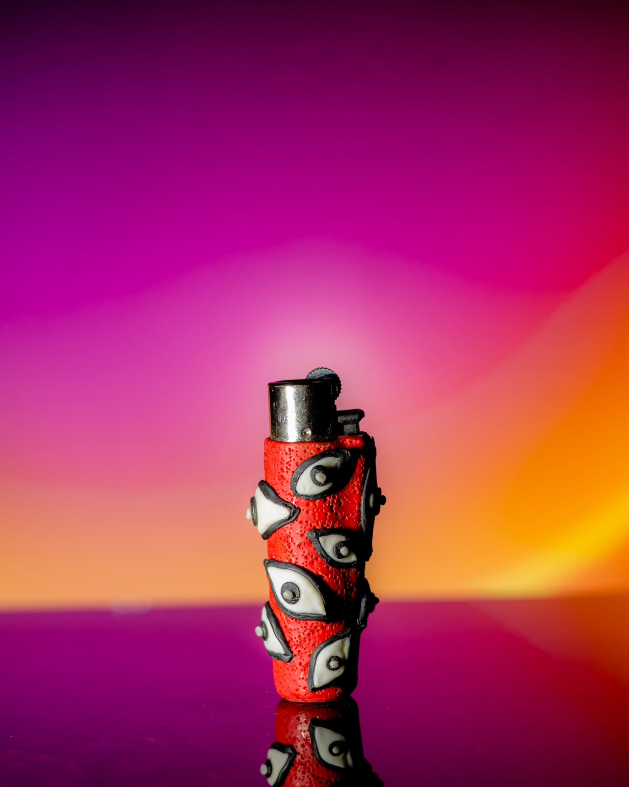Crimson Seer Glow Clay Clipper Lighter 🔥👁️