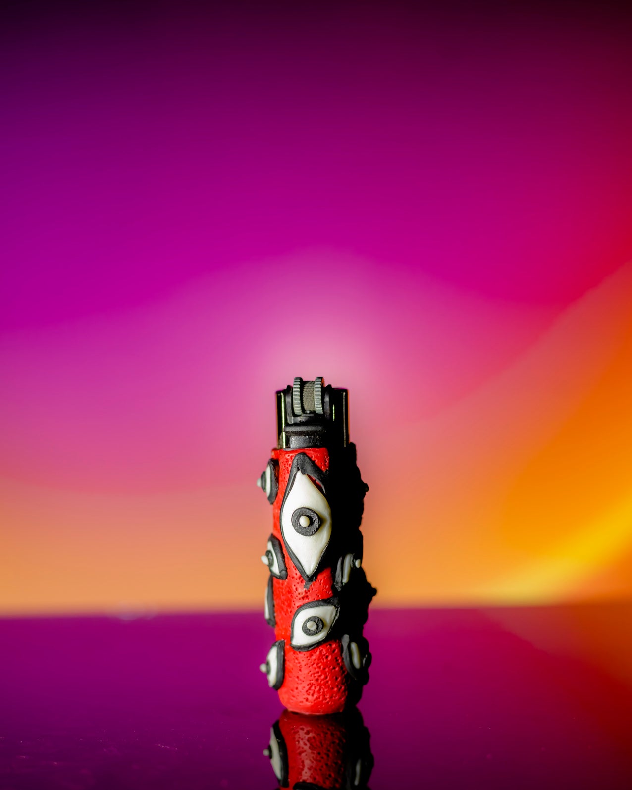 Crimson Seer Glow Clay Clipper Lighter 🔥👁️