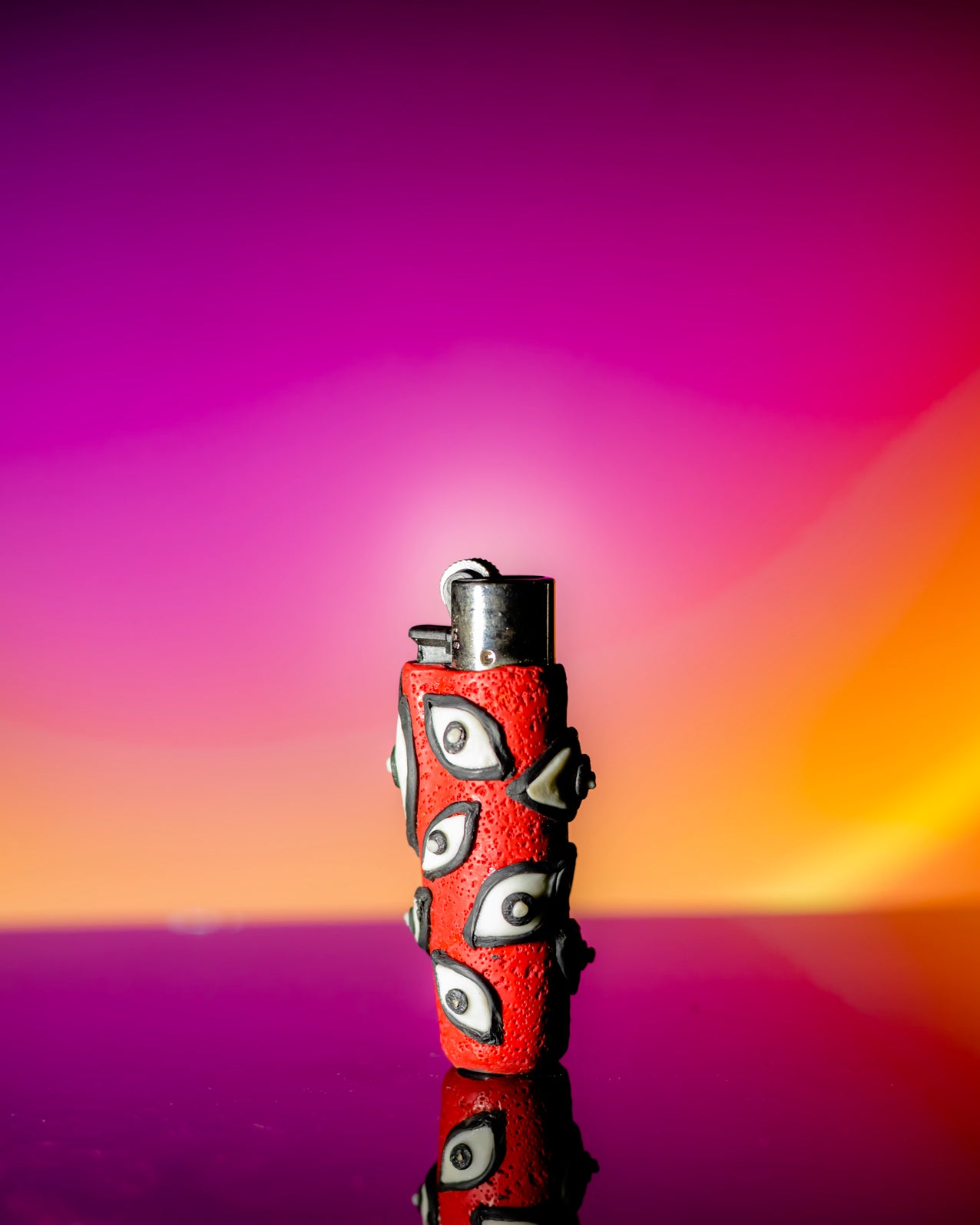 Crimson Seer Glow Clay Clipper Lighter 🔥👁️