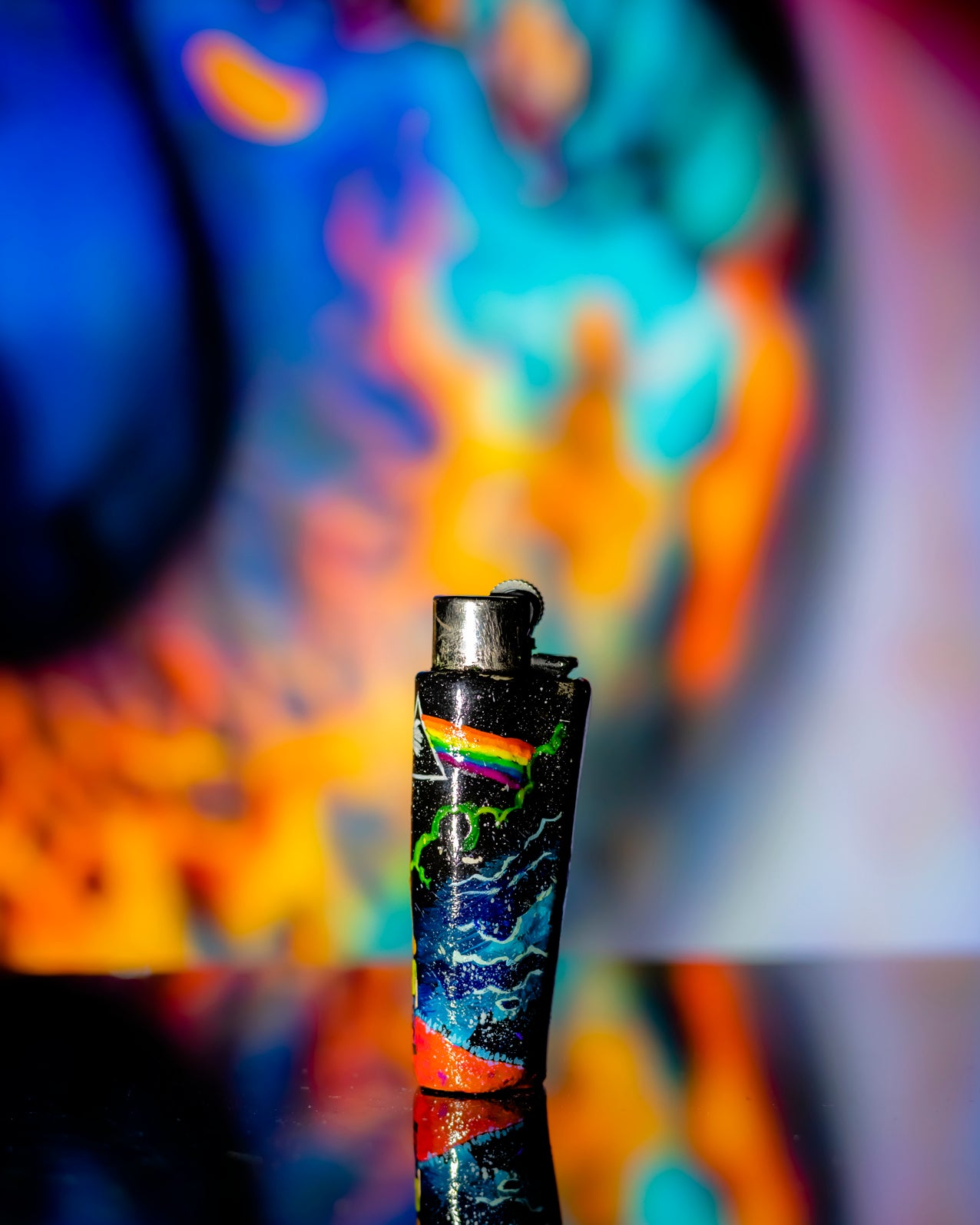 Rick and Morty in the Pinkflloyd verse Glow Painted Clipper Lighter 🌌🔺