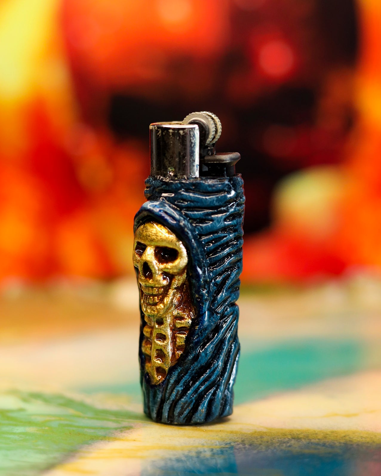 Grim Shroud Painted Clipper Lighter 💀🕯️🔥