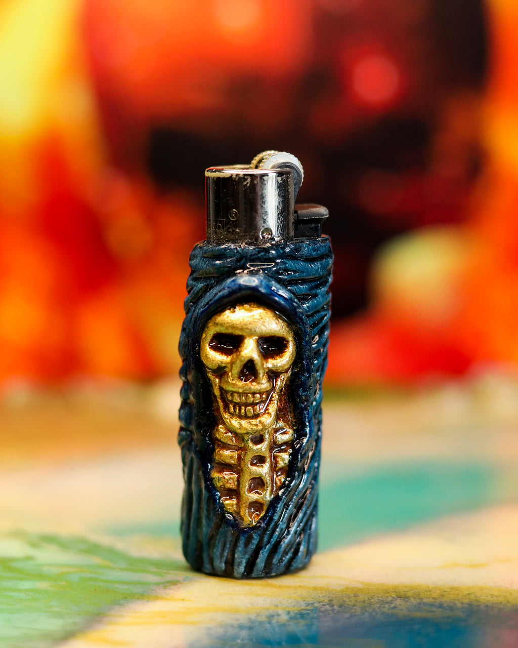 Grim Shroud Painted Clipper Lighter 💀🕯️🔥