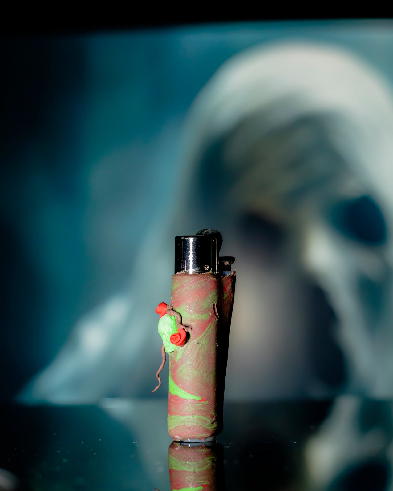 “Rose Reaper” Swirled Clay Clipper Lighter 🌹💀