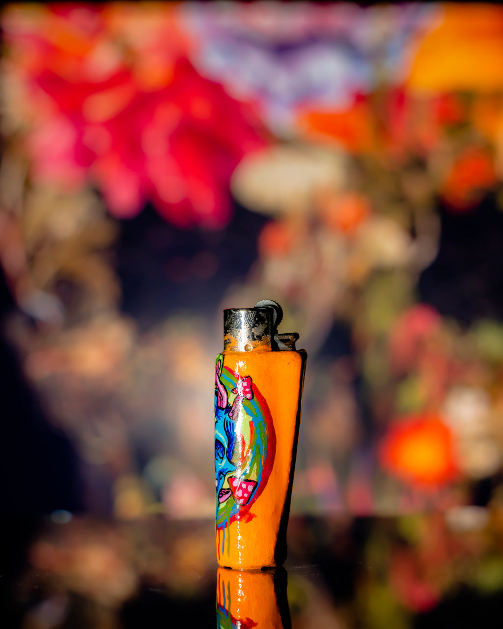 Psycho-Drip Skull Glow Painted Clipper Lighter 💀🌈